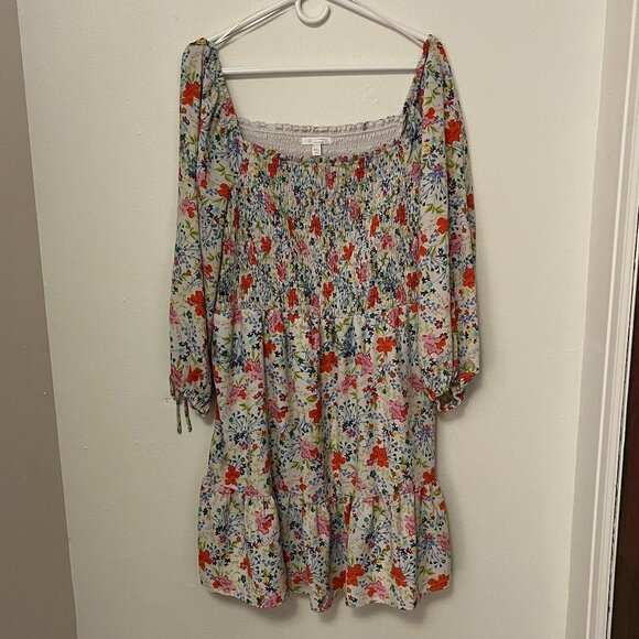 Lauren Conrad Dress White with Red & Blue Flowers Size XXL - Picture 1 of 4